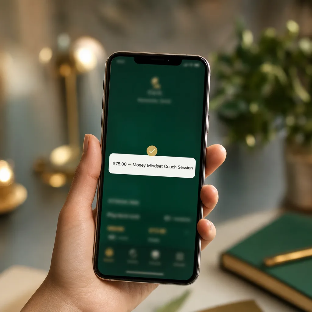 Your first paid session: payment received on the reader's phone